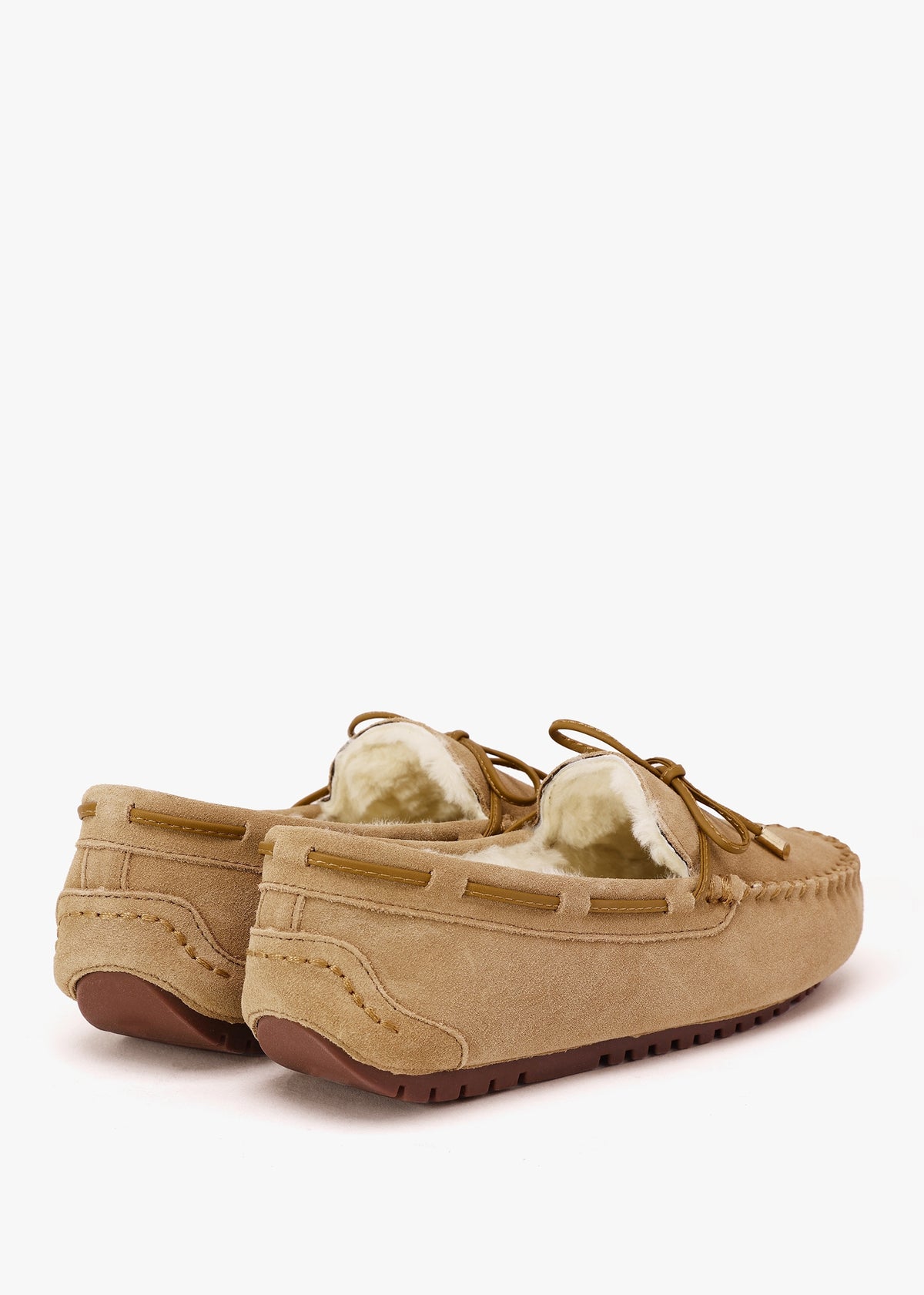 Moccy Beige Suede Moccasin Slippers