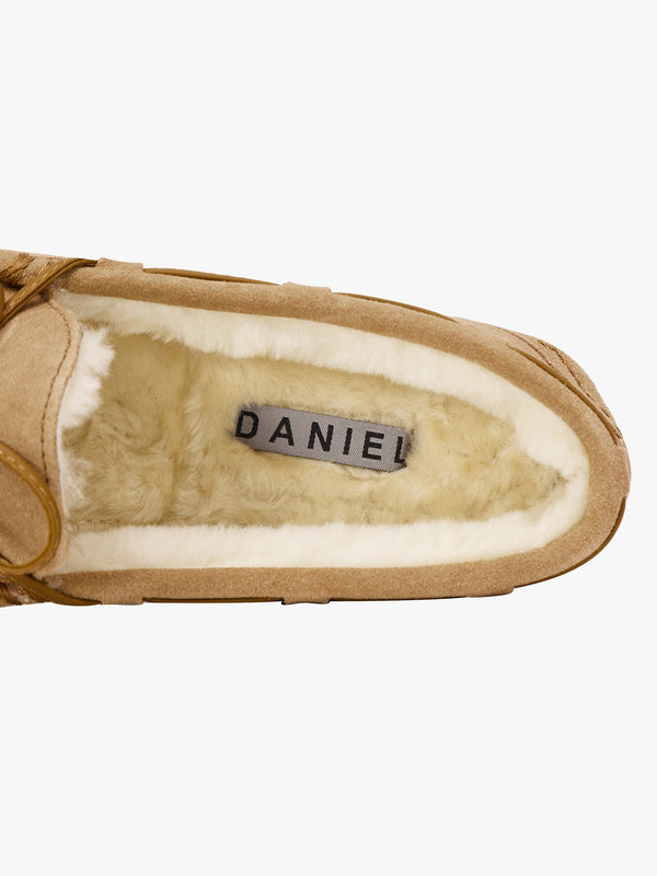 Moccy Beige Suede Moccasin Slippers