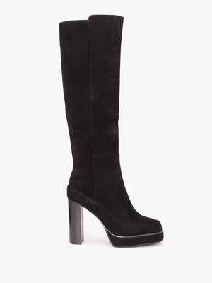 Sippy Black Suede Platform Knee Boots
