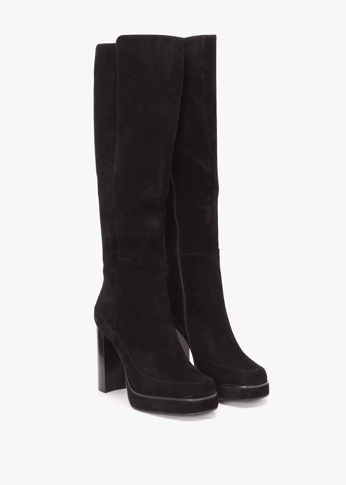 Sippy Black Suede Platform Knee Boots