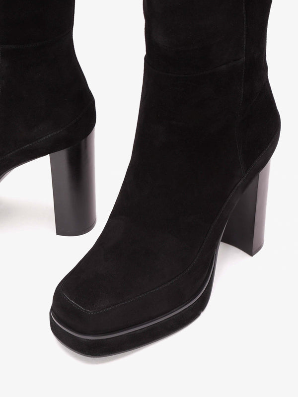 Sippy Black Suede Platform Knee Boots