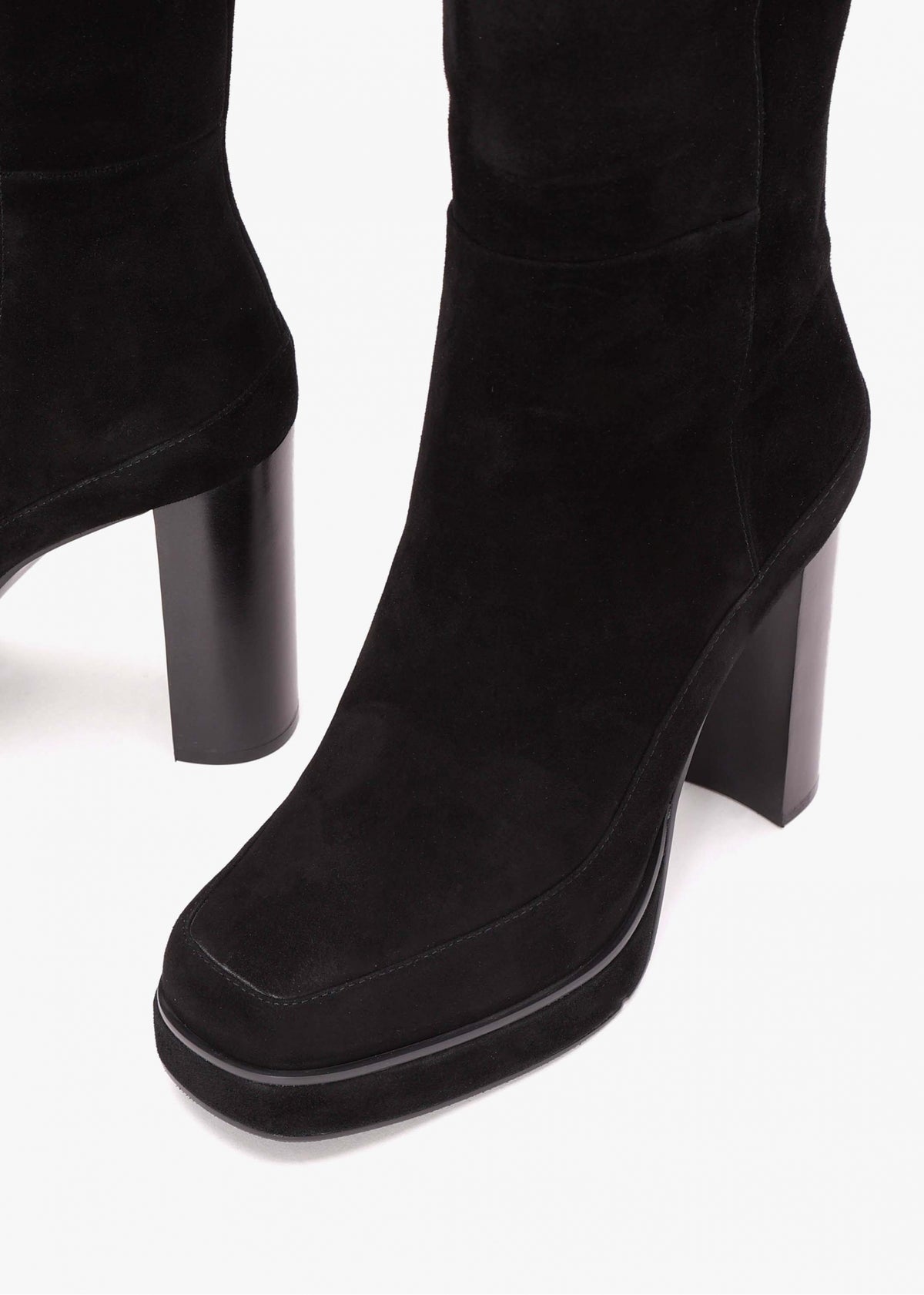 Sippy Black Suede Platform Knee Boots