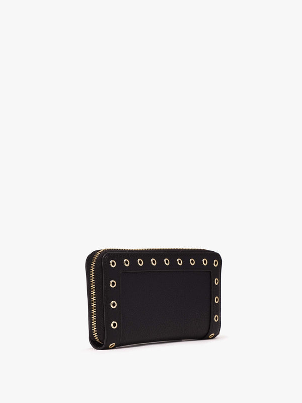 Valentino Megeve Black Zip Around Rivet Wallet
