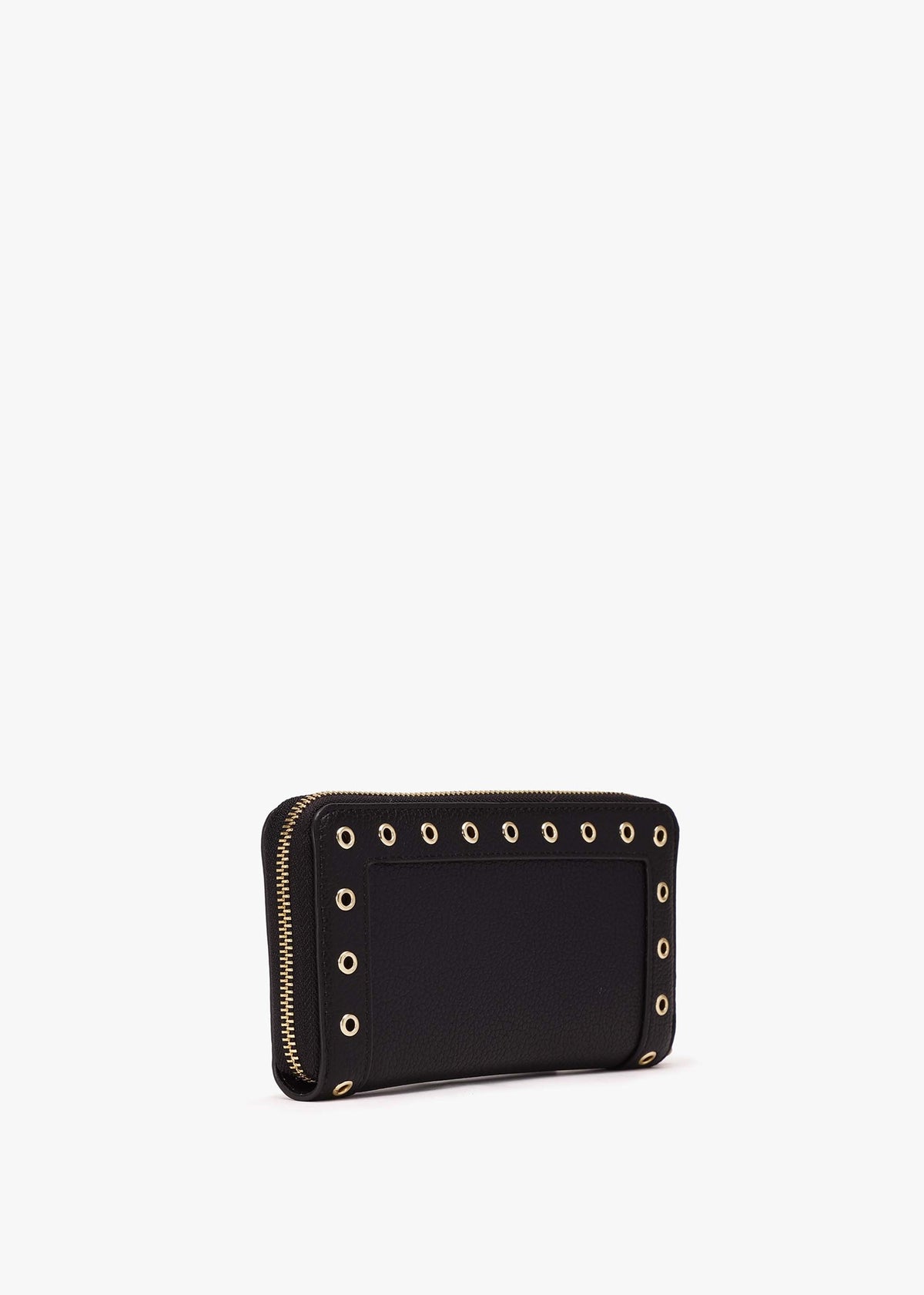 Valentino Megeve Black Zip Around Rivet Wallet