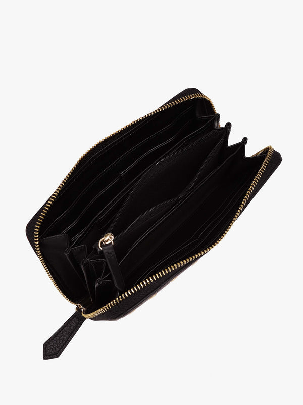 Valentino Megeve Black Zip Around Rivet Wallet