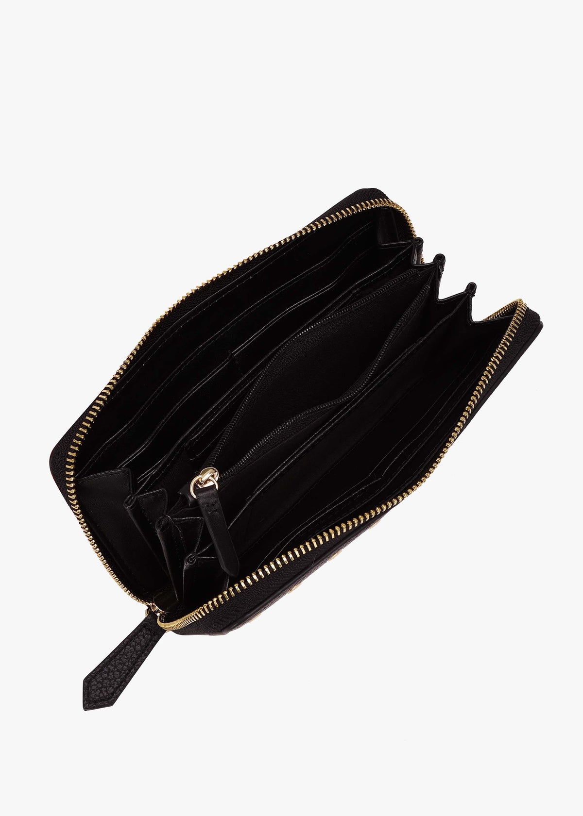 Valentino Megeve Black Zip Around Rivet Wallet