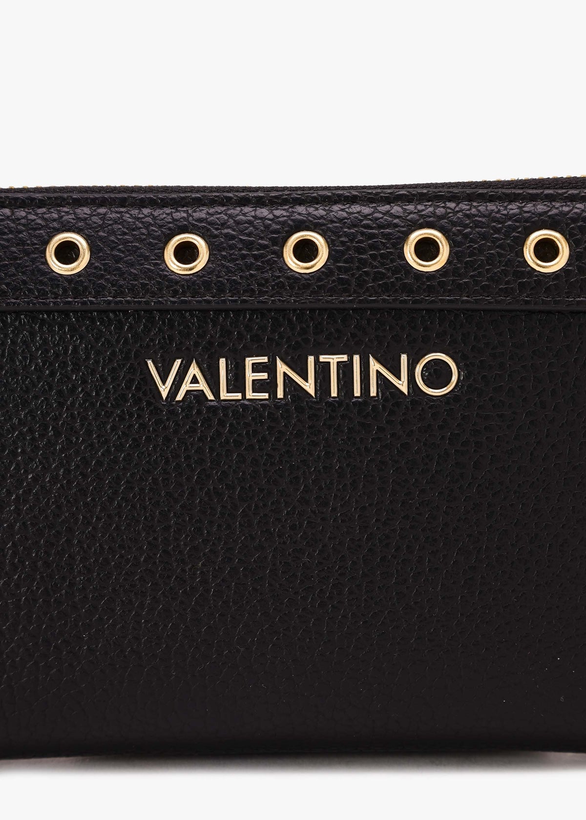 Valentino Megeve Black Zip Around Rivet Wallet