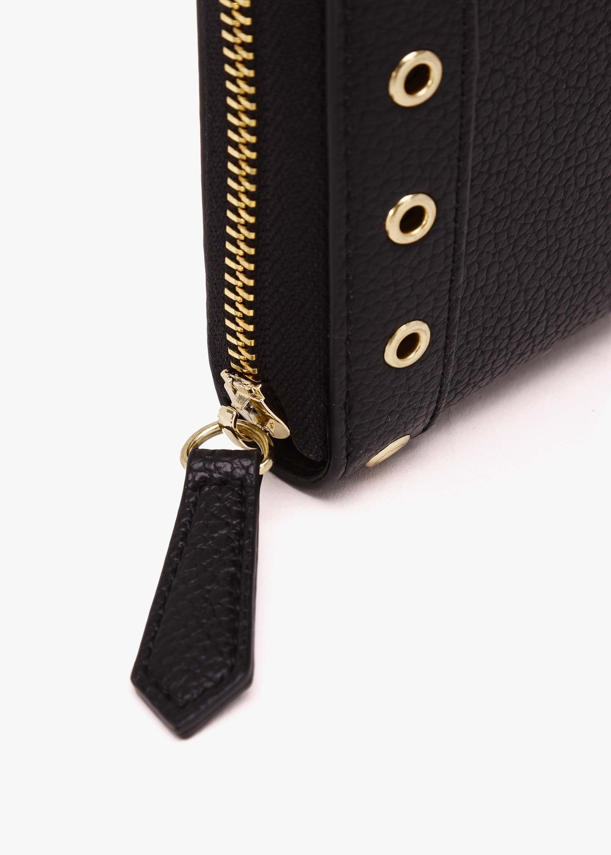Valentino Megeve Black Zip Around Rivet Wallet