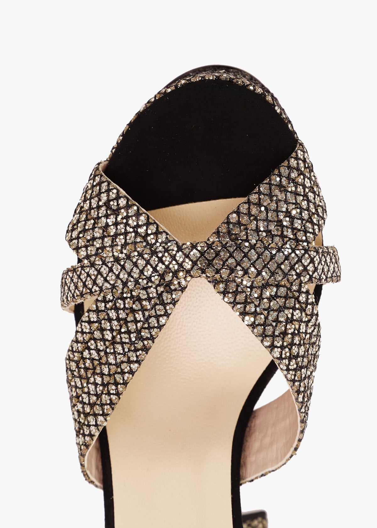 Avery Gold Metallic Glitter Platform Heeled Sandals