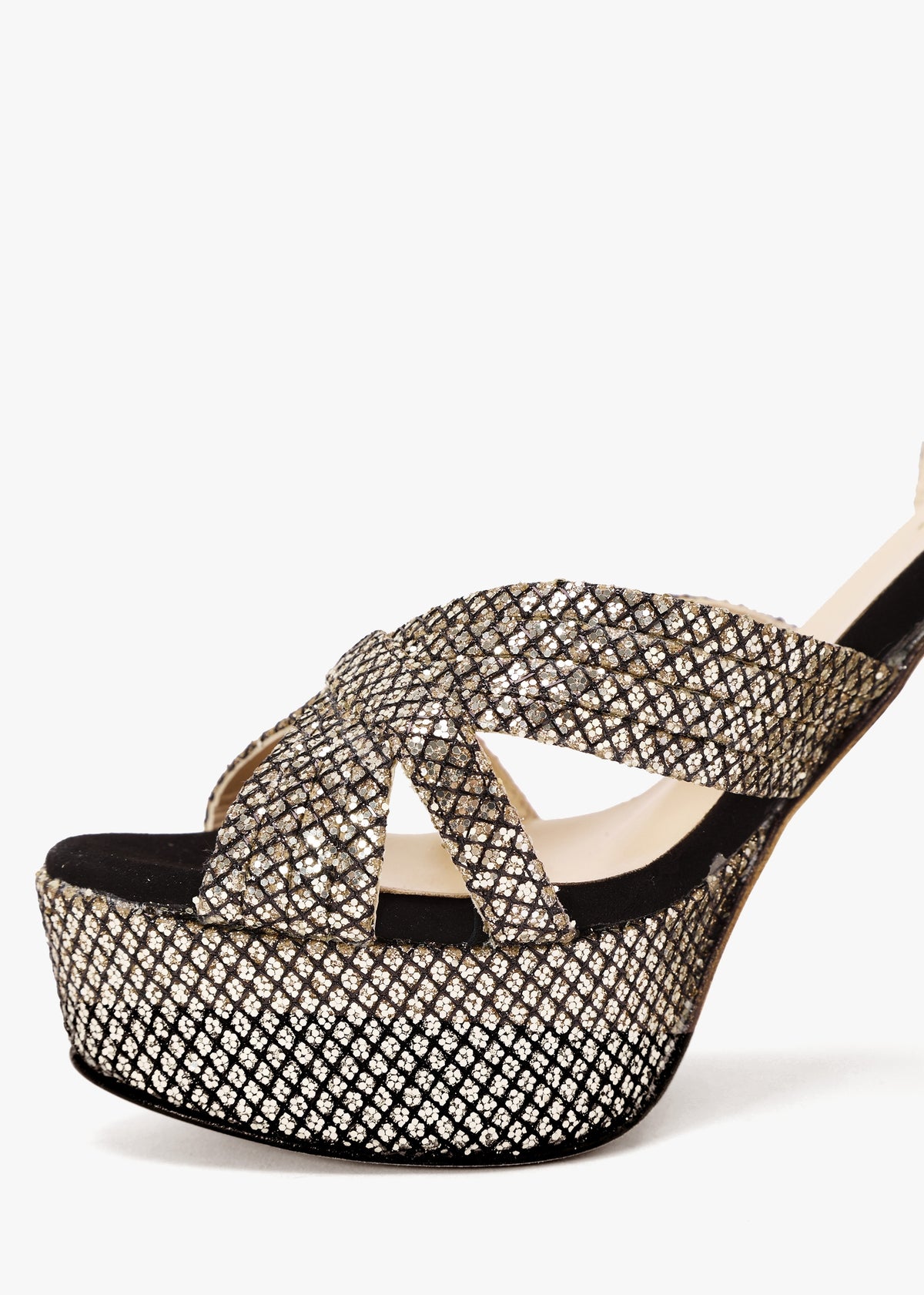 Avery Gold Metallic Glitter Platform Heeled Sandals