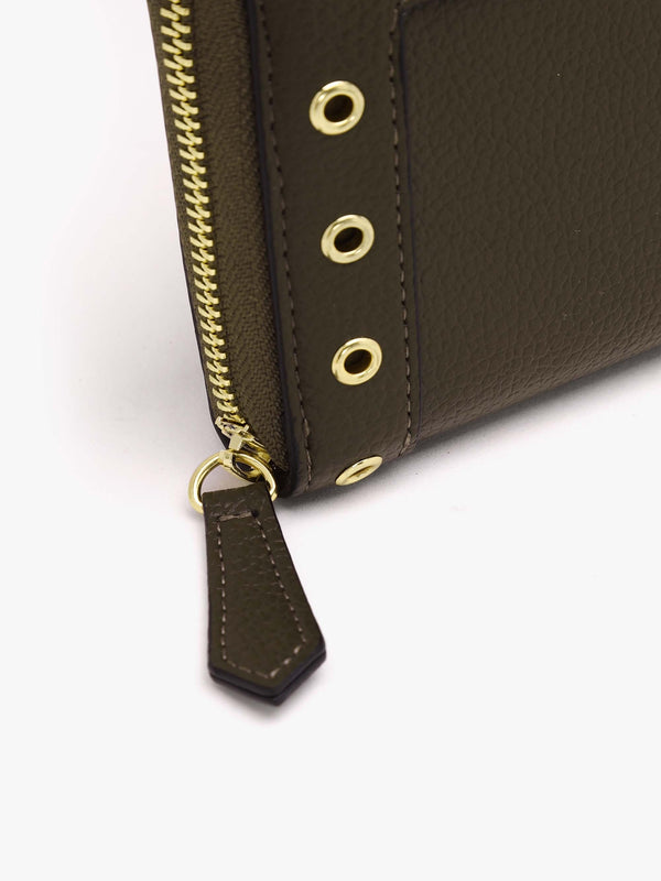 Megeve Militare Zip Around Rivet Wallet