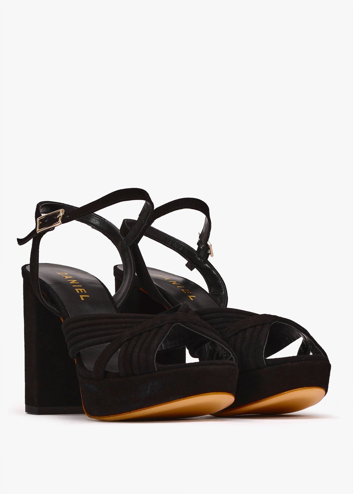 Aloha Black Suede Platform Heeled Sandals