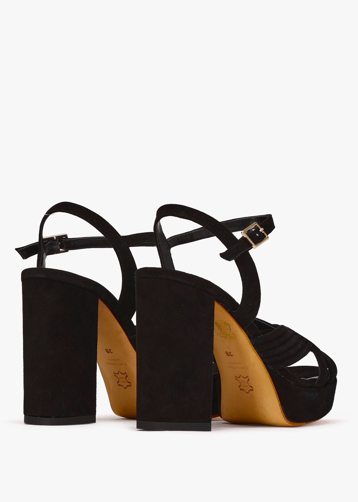 Aloha Black Suede Platform Heeled Sandals