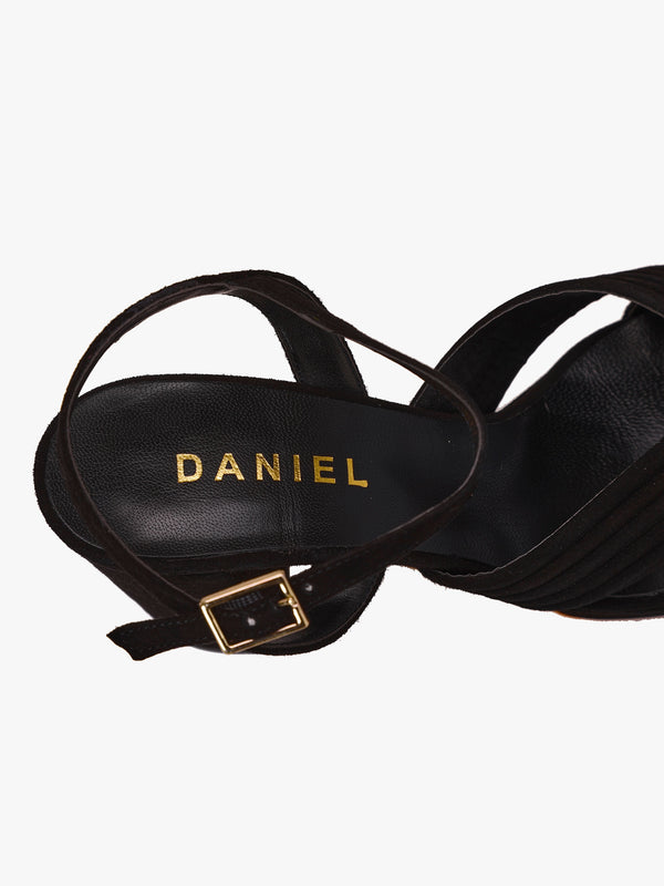 Aloha Black Suede Platform Heeled Sandals