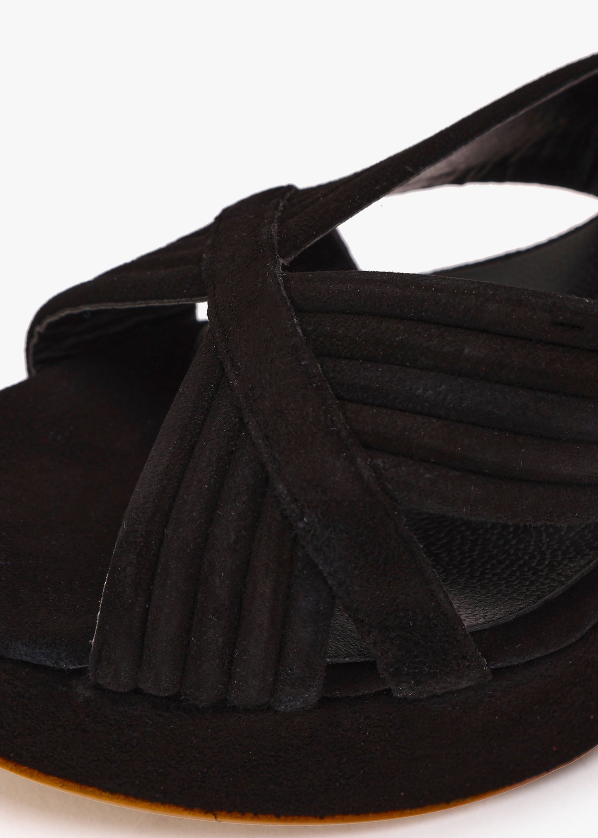 Aloha Black Suede Platform Heeled Sandals