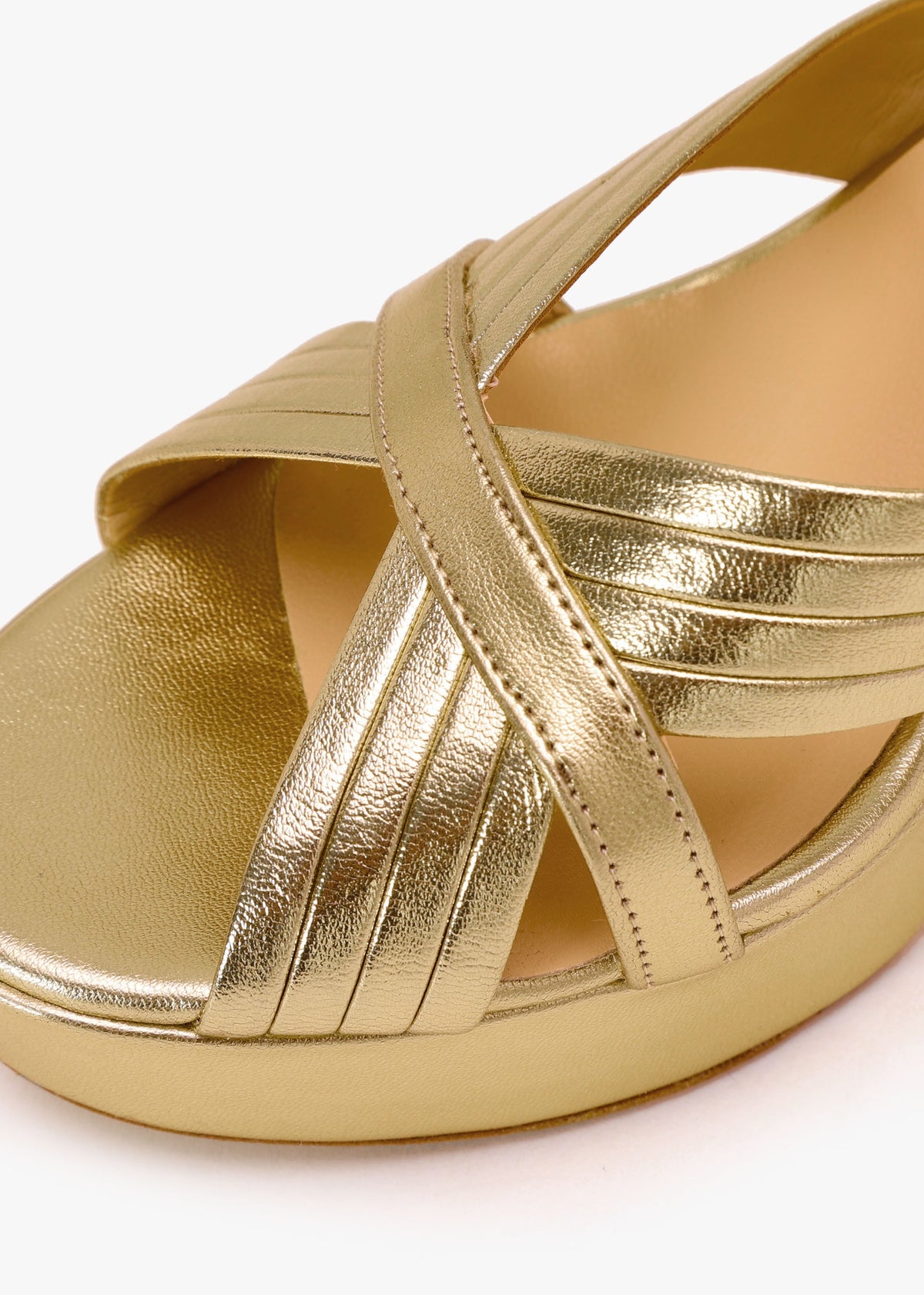 Aloha Gold Leather Platform Heeled Sandals