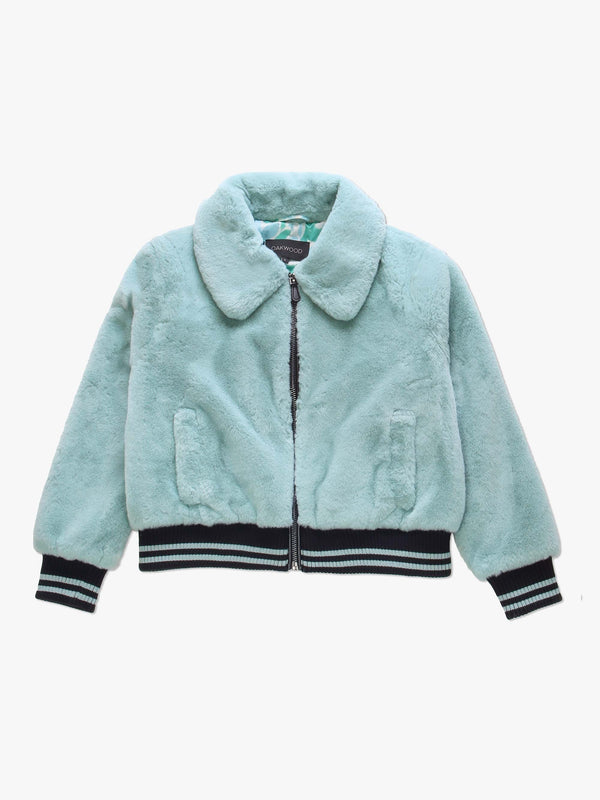 Elvira Blue Faux Fur Bomber Jacket