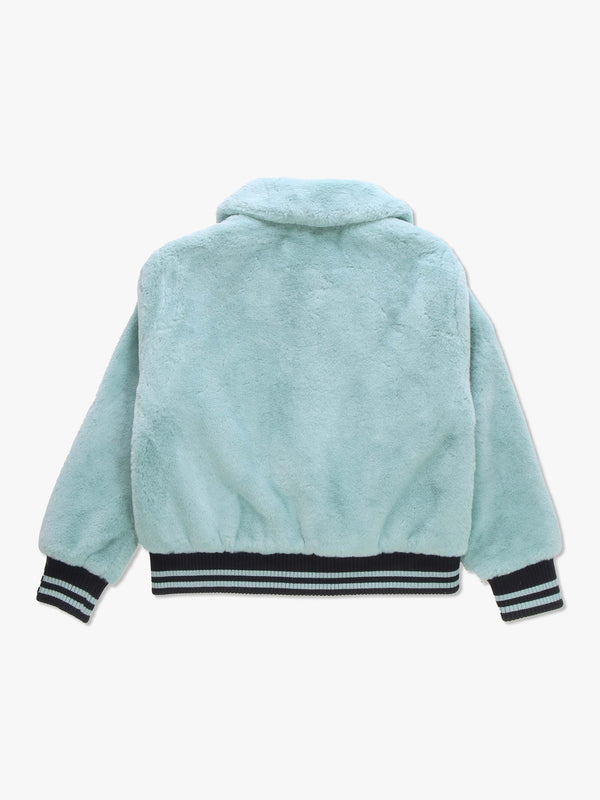 Elvira Blue Faux Fur Bomber Jacket