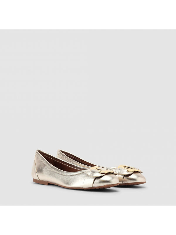 Chany Gold Leather Flats