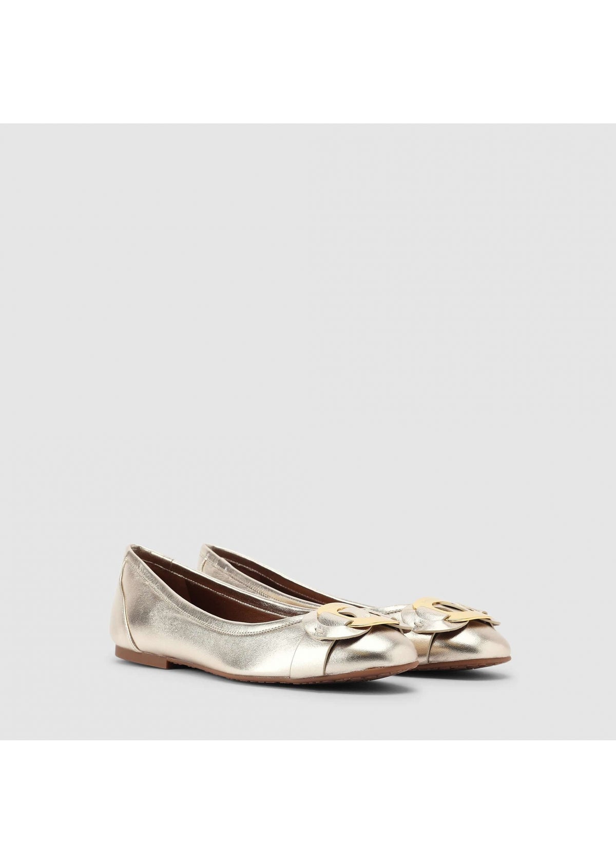 Chany Gold Leather Flats