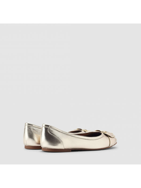 Chany Gold Leather Flats
