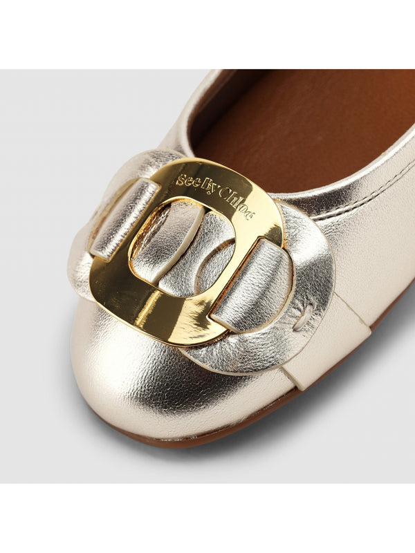 Chany Gold Leather Flats