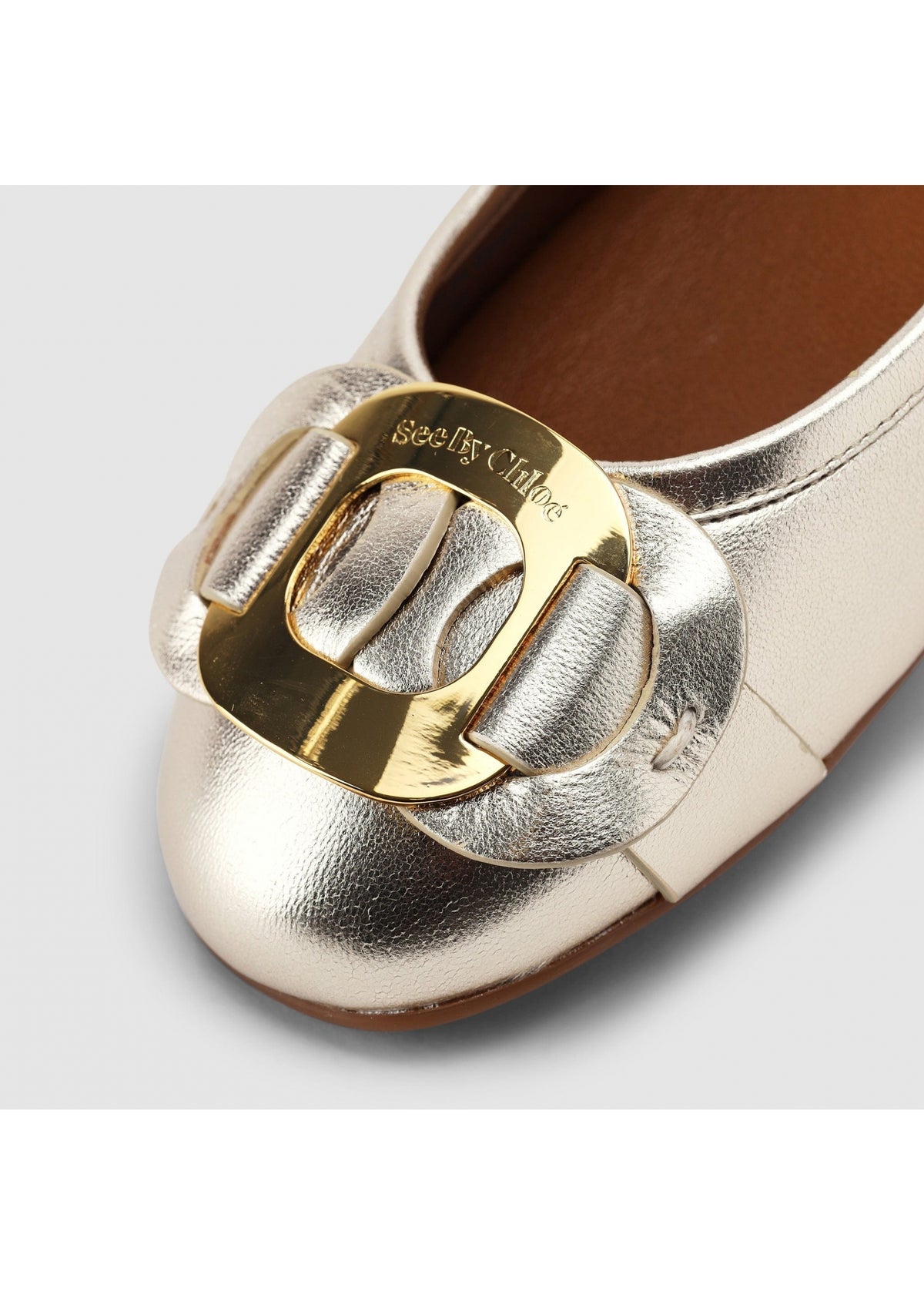 Chany Gold Leather Flats