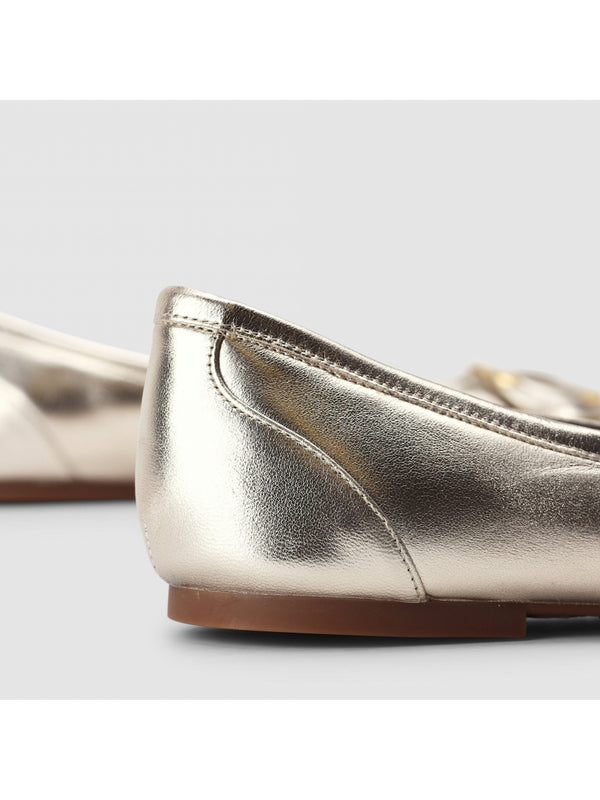Chany Gold Leather Flats