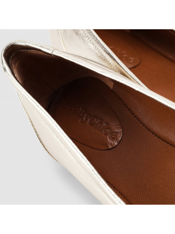 Chany Gold Leather Flats