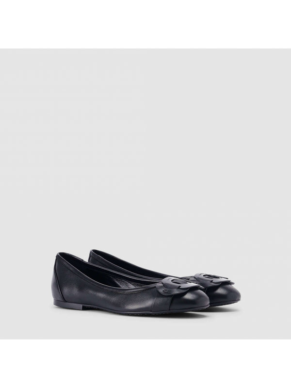 Chany Black Leather Flats