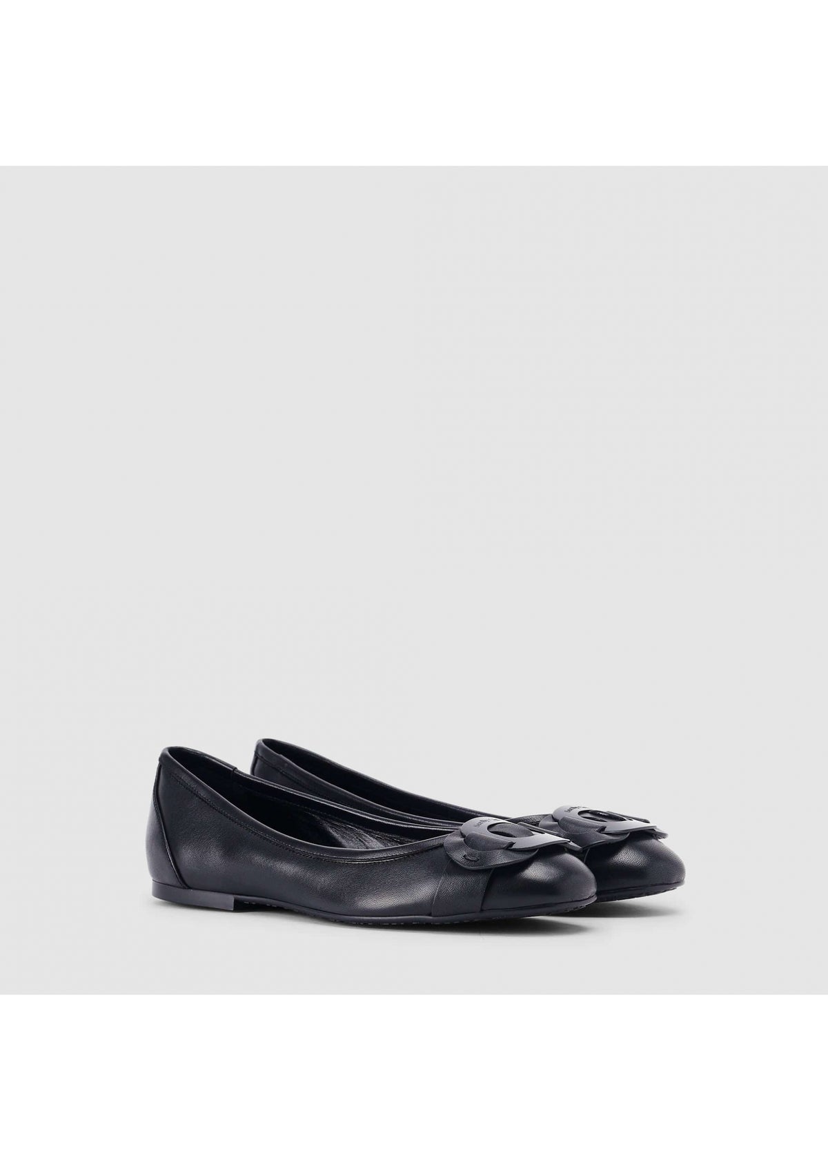 Chany Black Leather Flats
