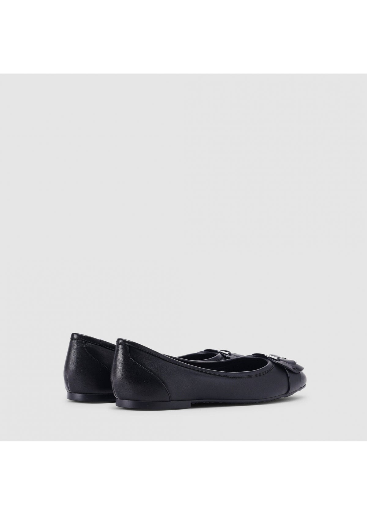 Chany Black Leather Flats