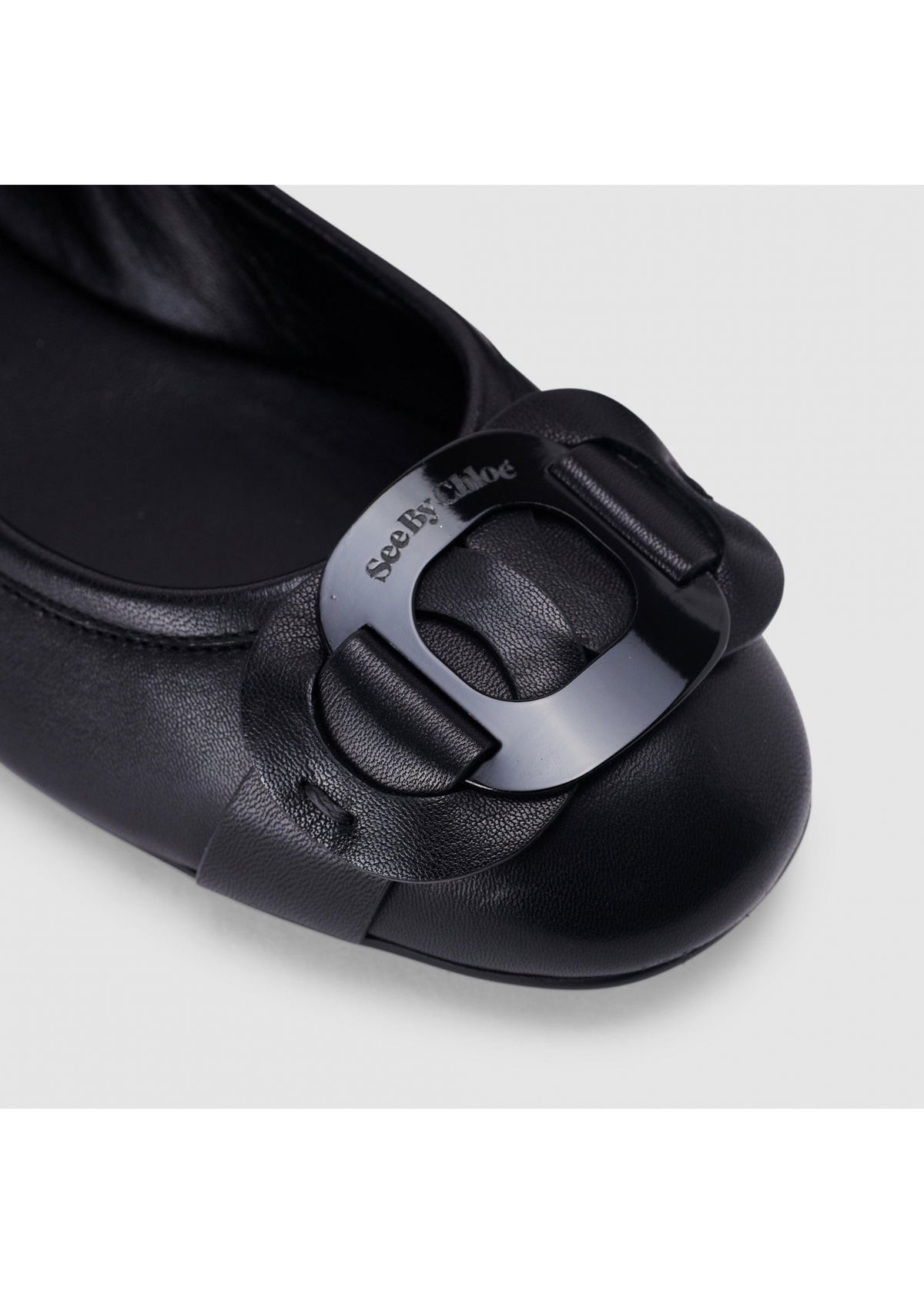 Chany Black Leather Flats