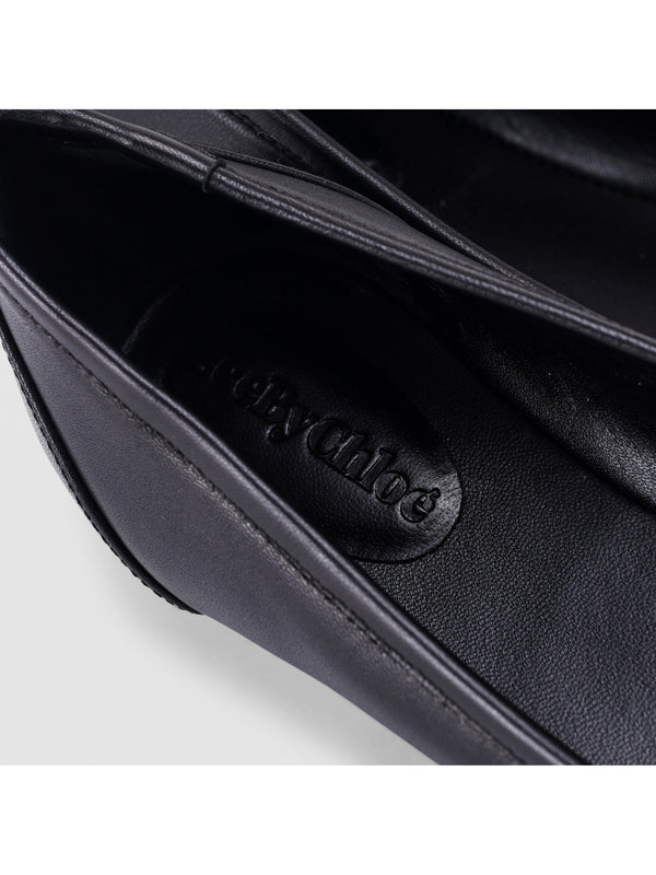 Chany Black Leather Flats