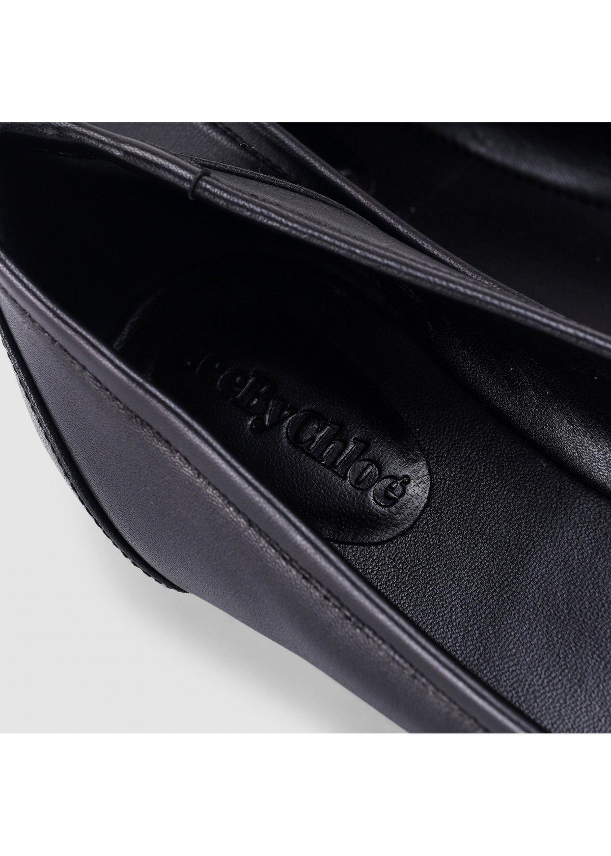 Chany Black Leather Flats