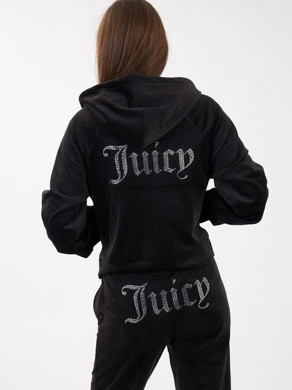 Madison Black Velour Zip Hoodie