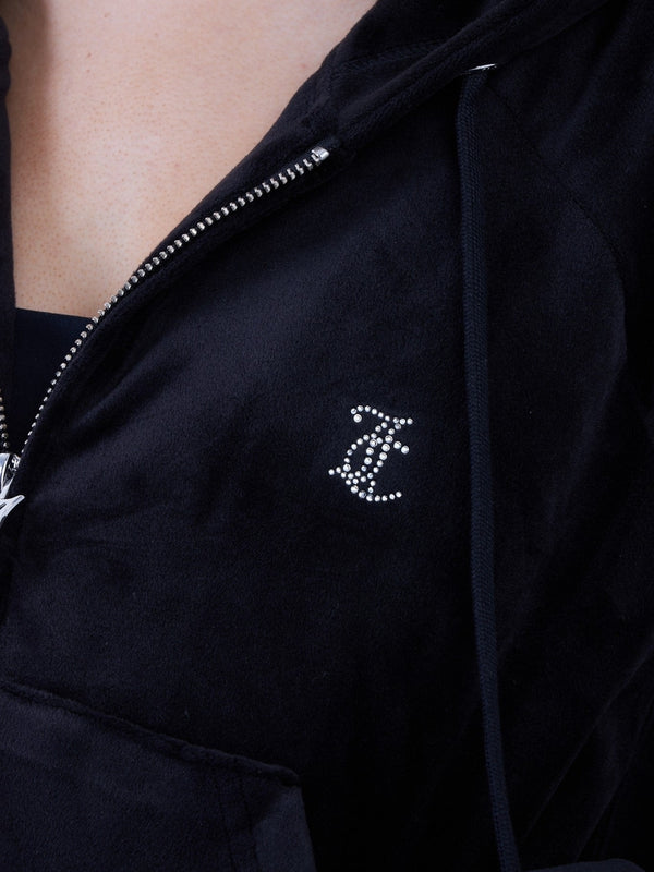 Madison Black Velour Zip Hoodie