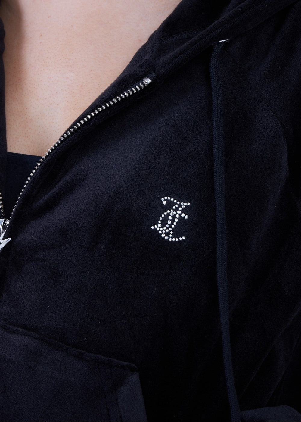 Madison Black Velour Zip Hoodie