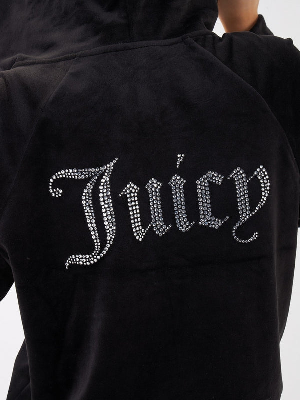 Madison Black Velour Zip Hoodie