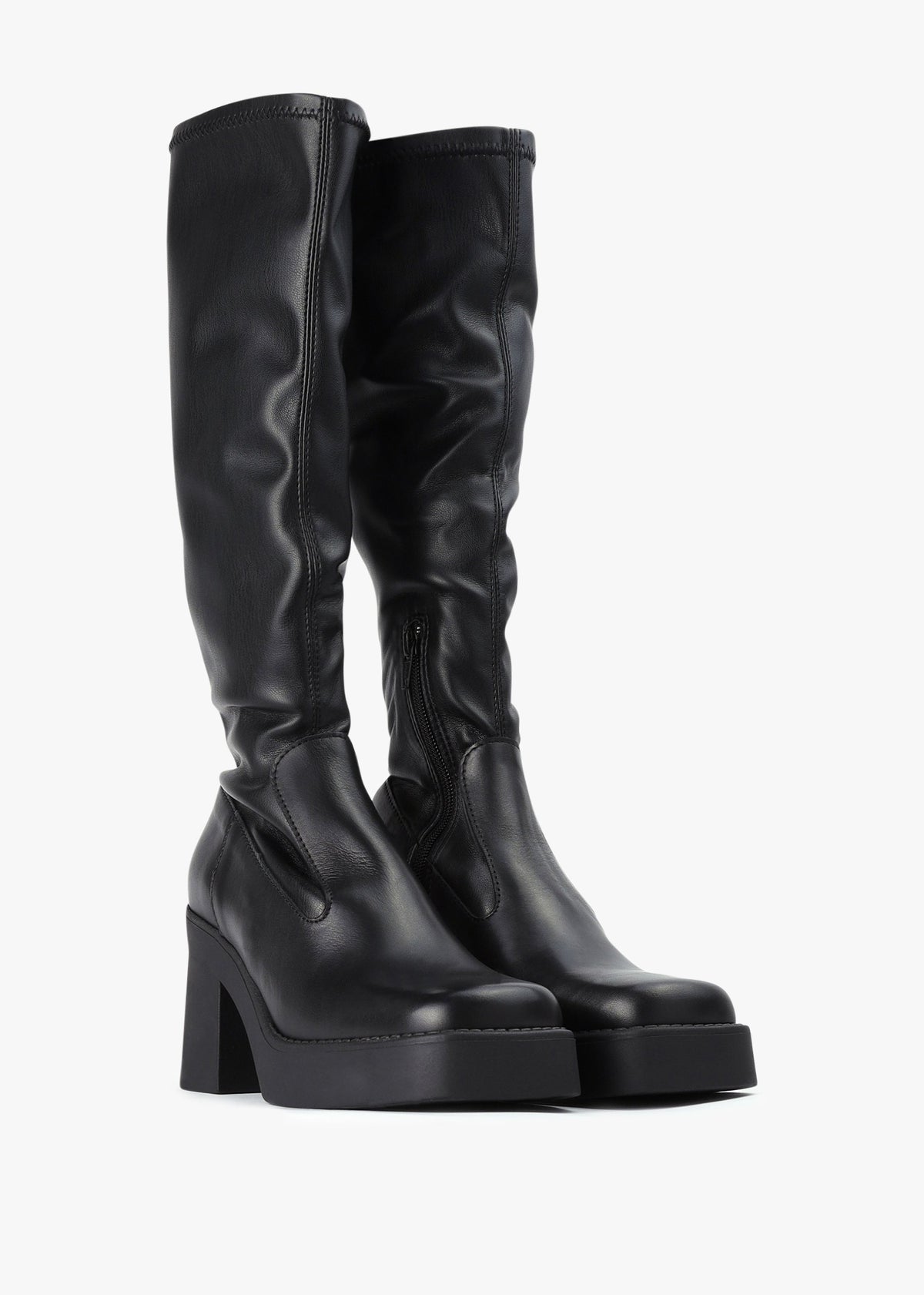 Womens Norma Tall Stretch Leather Boots In Black