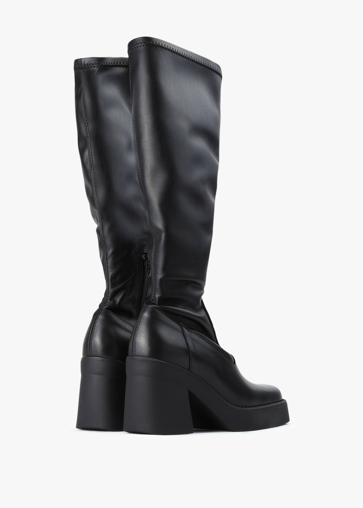 Womens Norma Tall Stretch Leather Boots In Black
