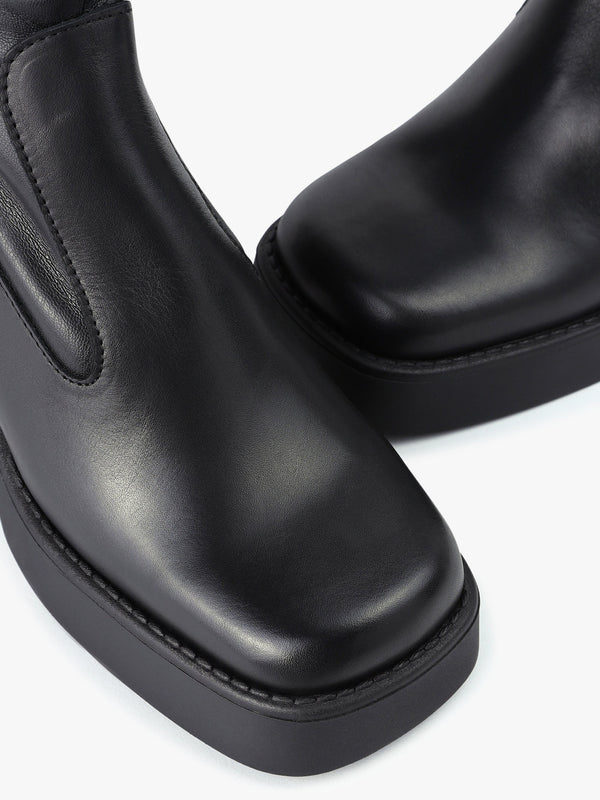 Womens Norma Tall Stretch Leather Boots In Black