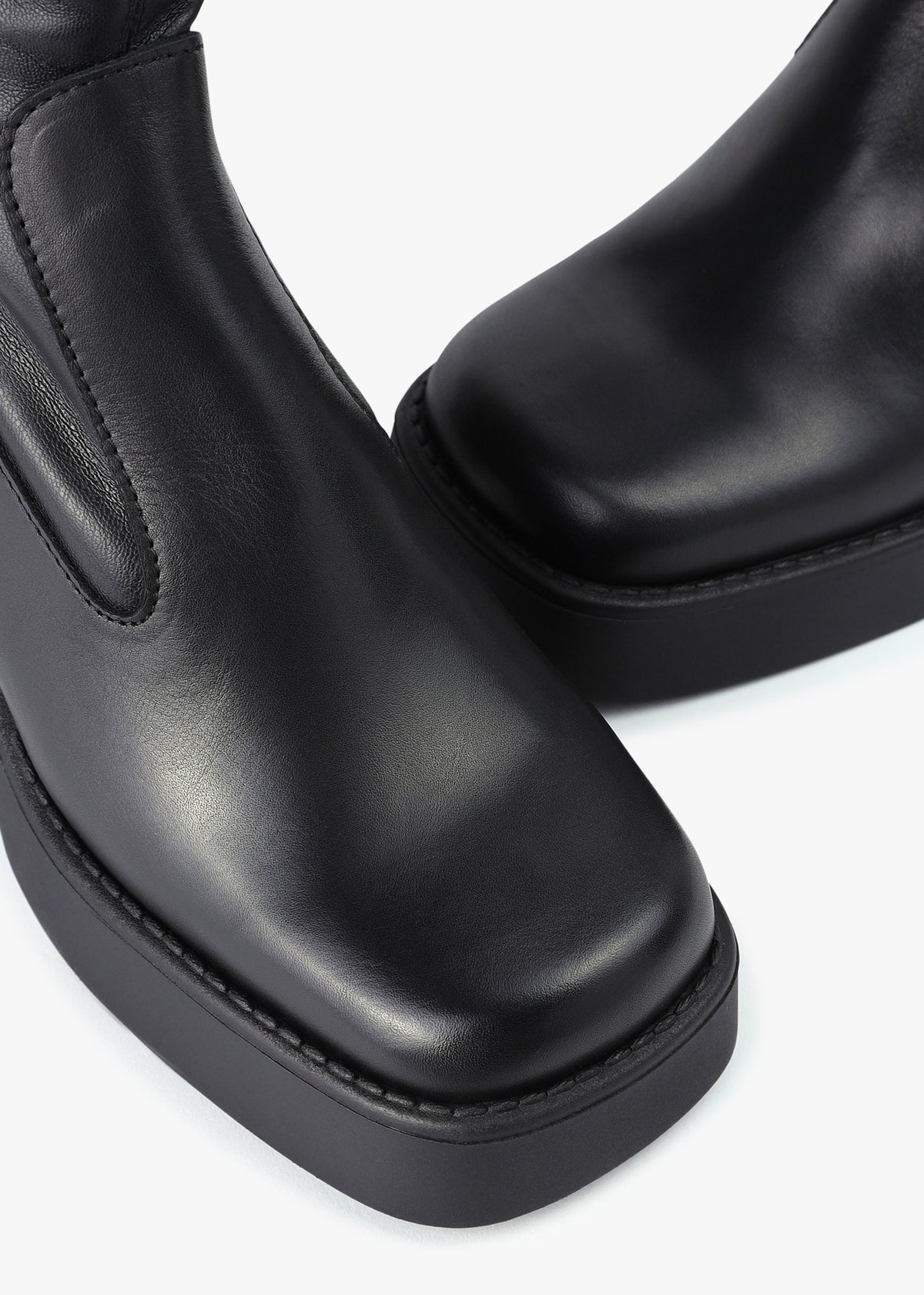 Womens Norma Tall Stretch Leather Boots In Black
