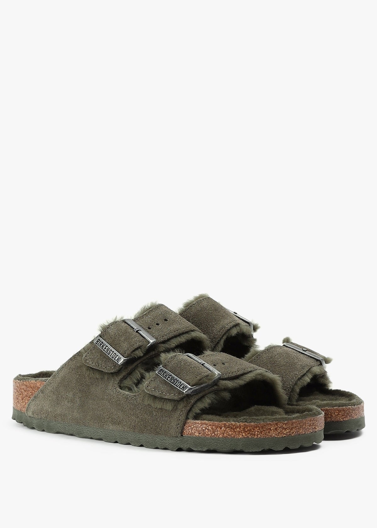 Arizona Shearling Thyme Suede Two Bar Mules