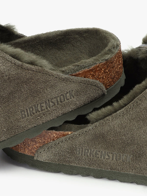 Arizona Shearling Thyme Suede Two Bar Mules