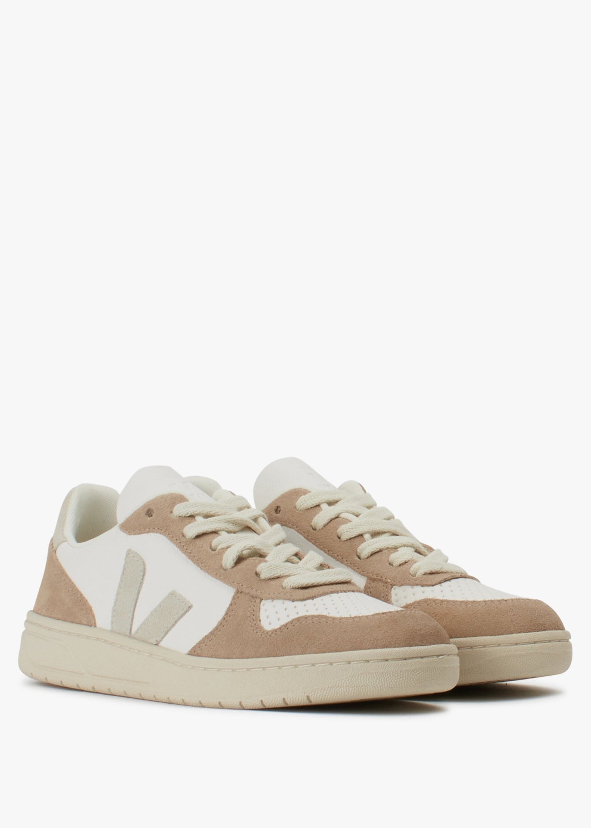 Womens V-10 Leather Trainers In Extra- White Natural Sahara