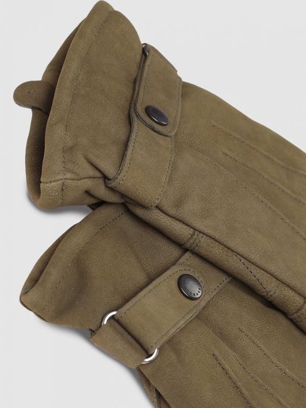 Mens Leather Thinsulate Gloves In Olive