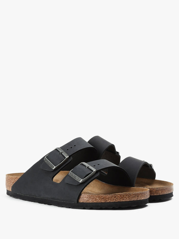 Men's Arizona Black Leather Two Bar Mules