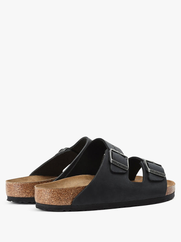 Men's Arizona Black Leather Two Bar Mules