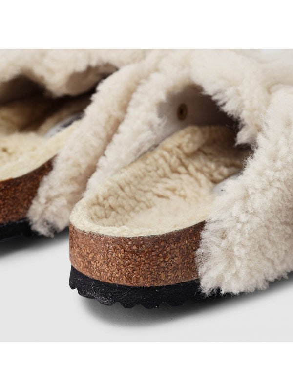 Boston Shearling Big Buckle Cream Clogs